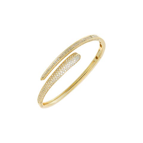 Graduated Pave Overlay Claw Bangle Bracelet