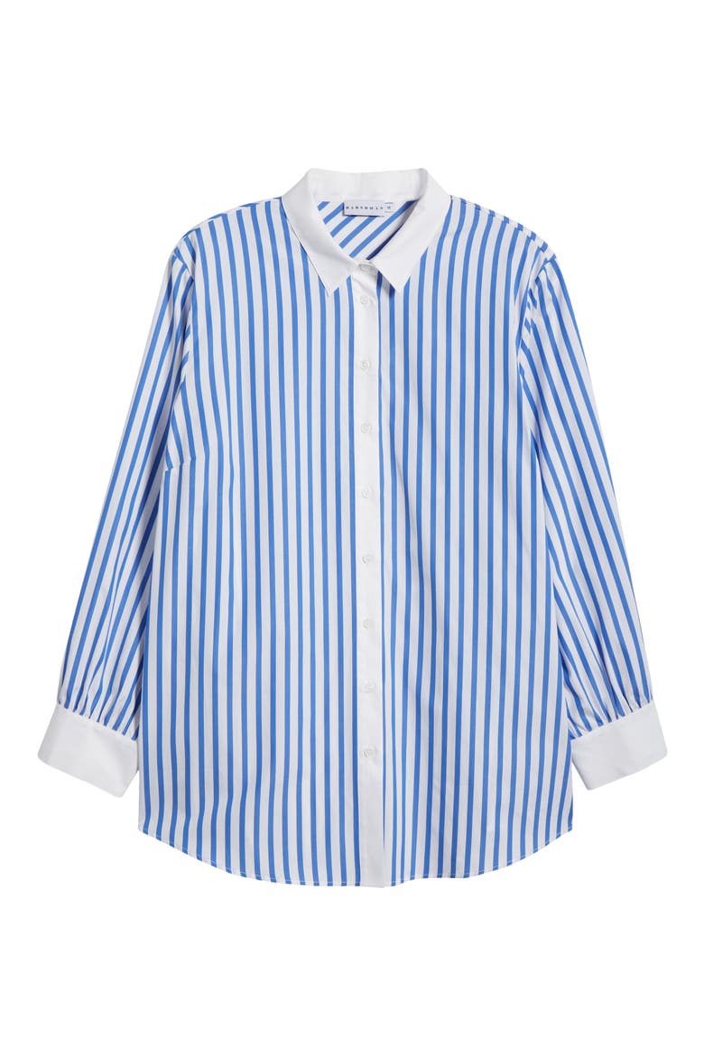 Franklin Cotton Stripe Button-Up Shirt, Alternate, color, INDIGO STRIPES