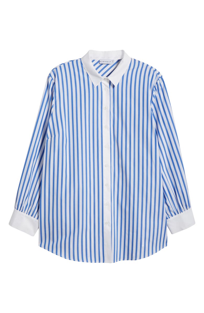 HARSHMAN Franklin Cotton Stripe Button-Up Shirt, Alternate, color, Indigo Stripes