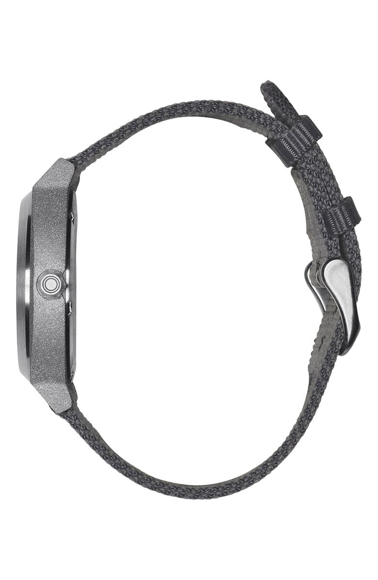 Nixon Independent Time Teller Fabric Strap Watch, 37mm, Alternate, color, All Silver