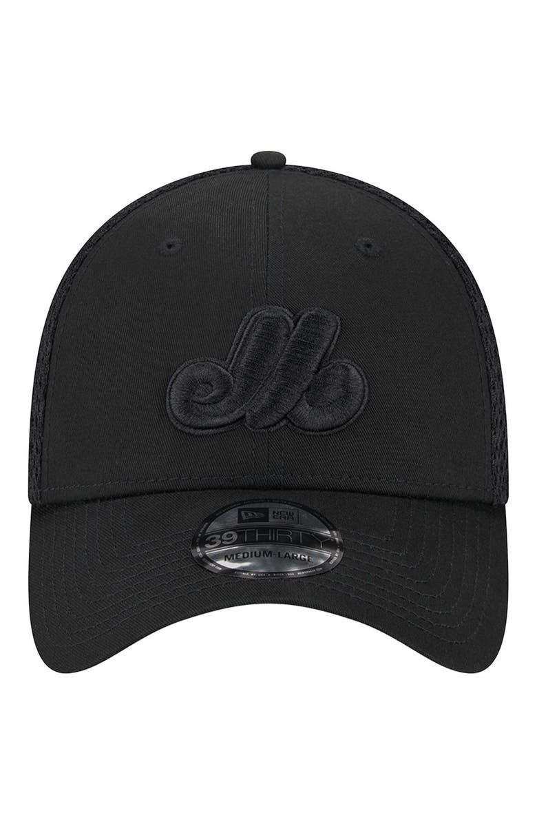 New Era Men's New Era Montreal Expos Black-on-Black Neo Mesh 39THIRTY Flex Hat, Alternate, color, 