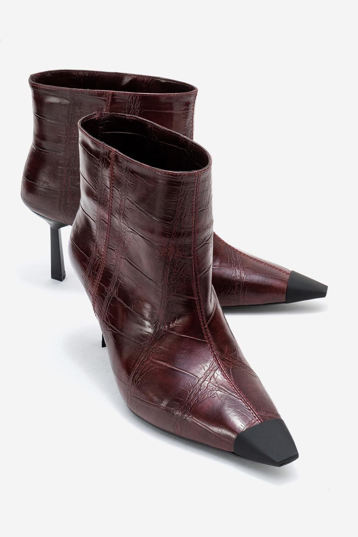 Rassel Pointed Toe Boot, Alternate, color, Burgundy Print Faux Leather
