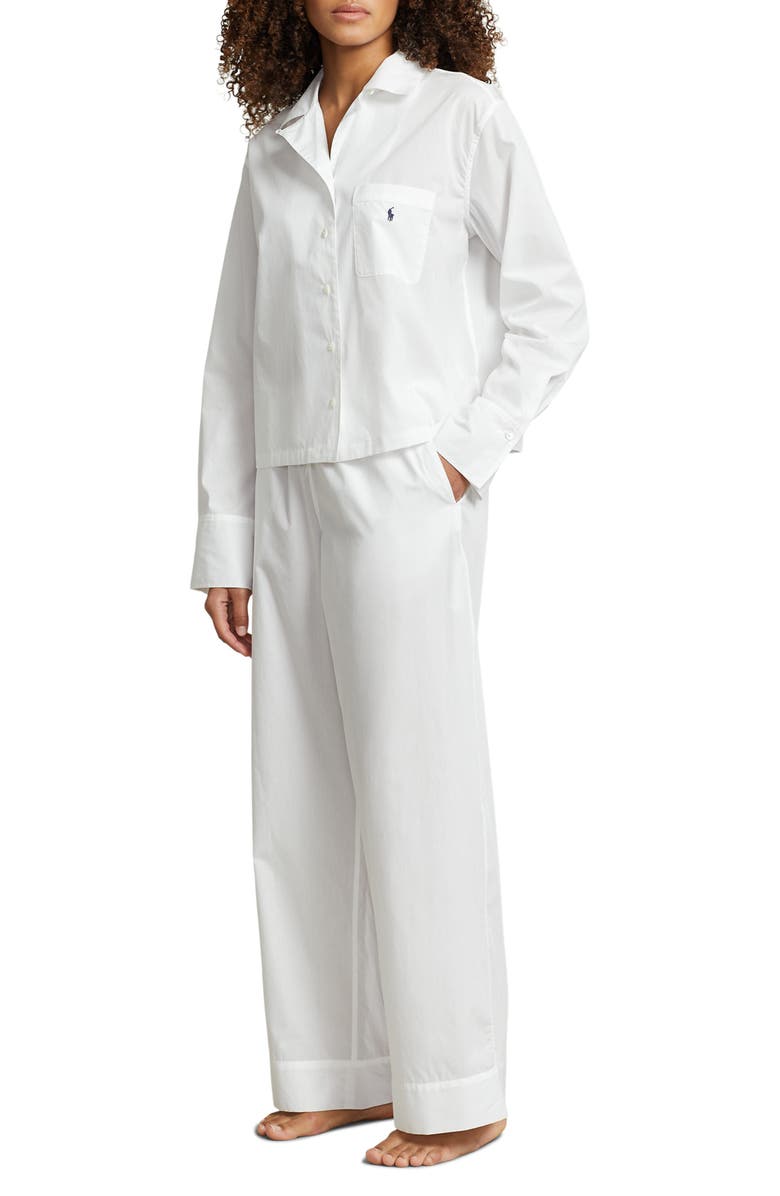 Polo Ralph Lauren Cotton Poplin Pajamas, Main, color, White Cloud