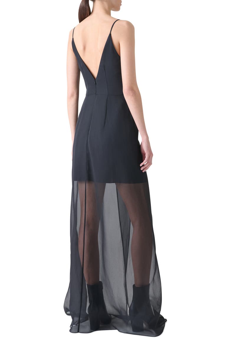 Double Face Silk & Cotton Blend Gown, Alternate, color, BLACK