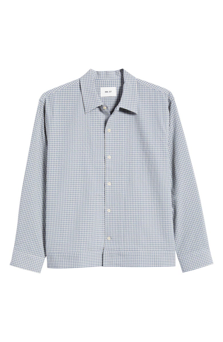 NN07 Reed Check Stretch Cotton Overshirt, Main, color, Stone Blue