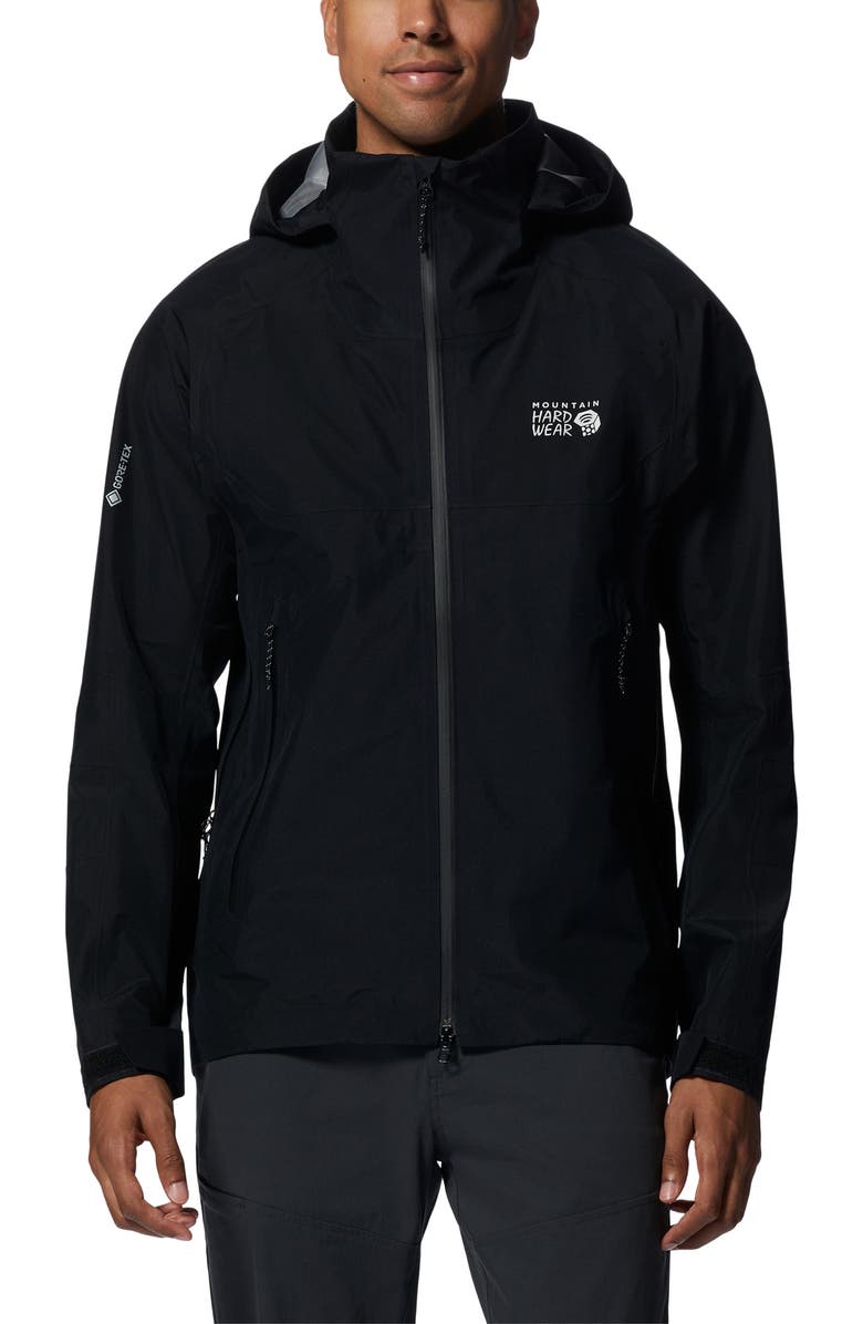 Mountain Hardwear TrailVerse<sup>™</sup> Gore-Tex<sup>®</sup> Waterproof Hooded Jacket, Main, color, Black