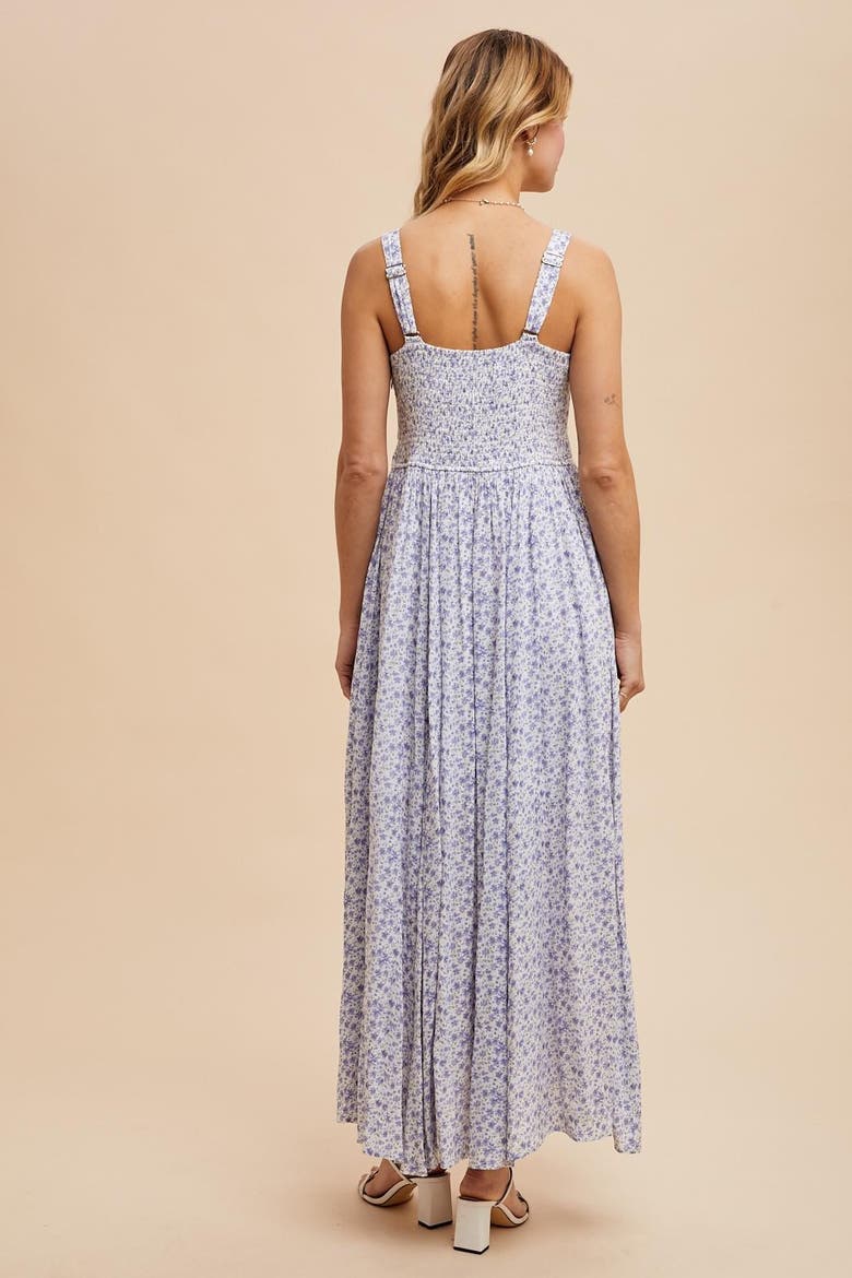 Floral Button Down Sleeveless Maxi Dress, Alternate, color, Light Blue