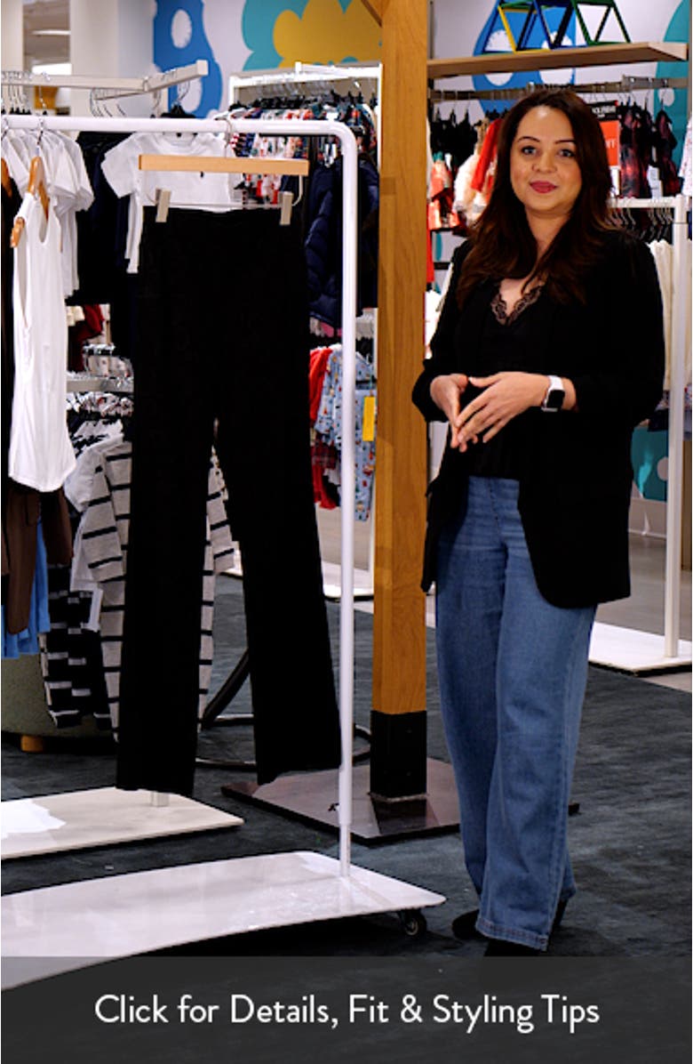 High Waist Etched Floral Flare Leg Pants, sales video thumbnail