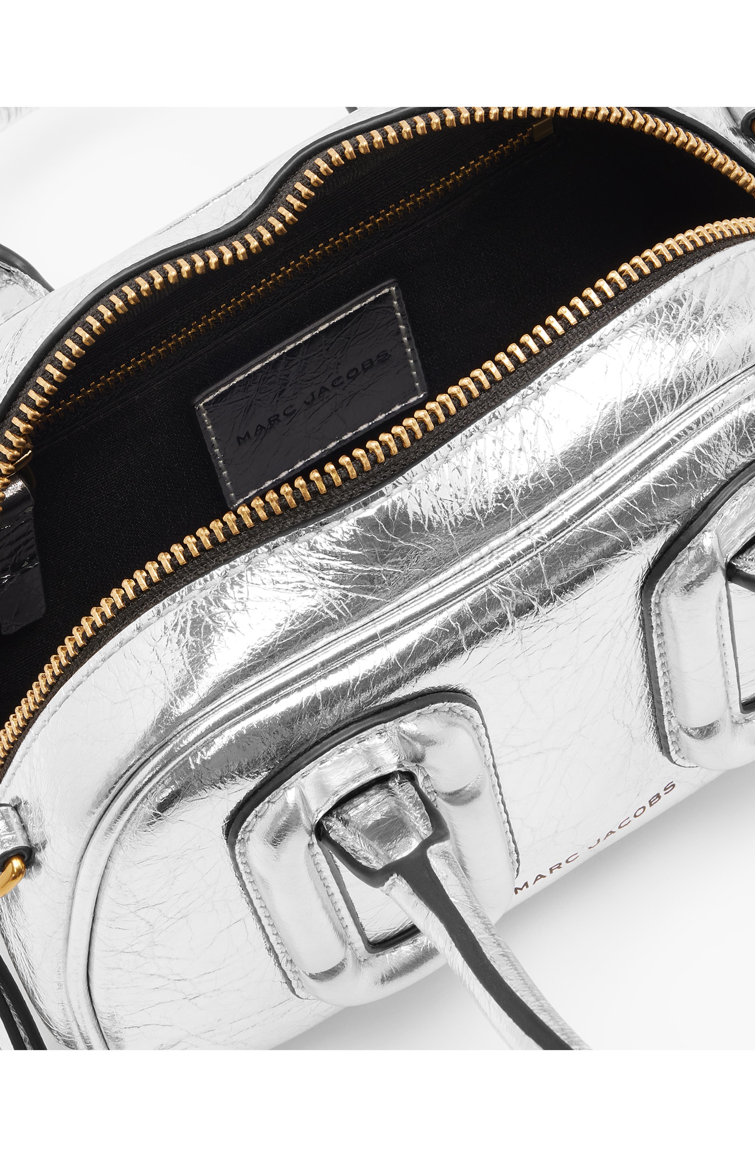 The Babe Mini Metallic Leather Top Handle Bag, Alternate, color, SILVER