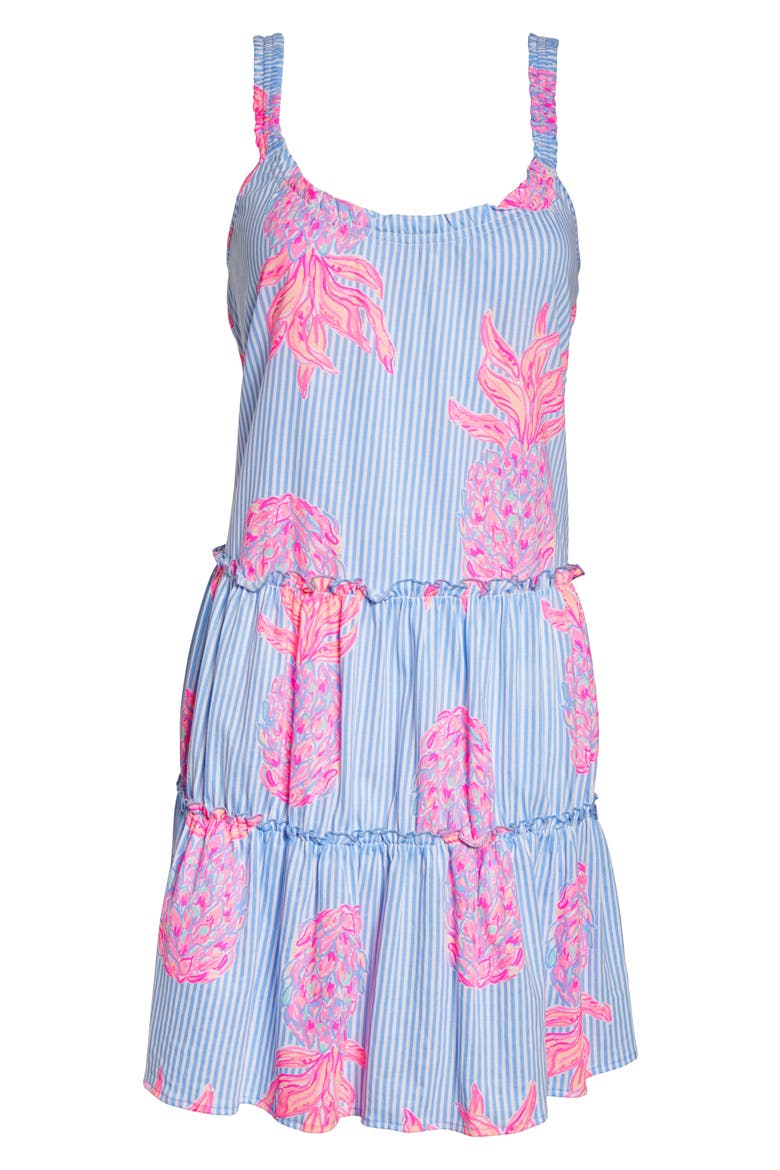 Loro Tiered Shift Dress, Alternate, color, BLUE PERI RUM SWIZZLE