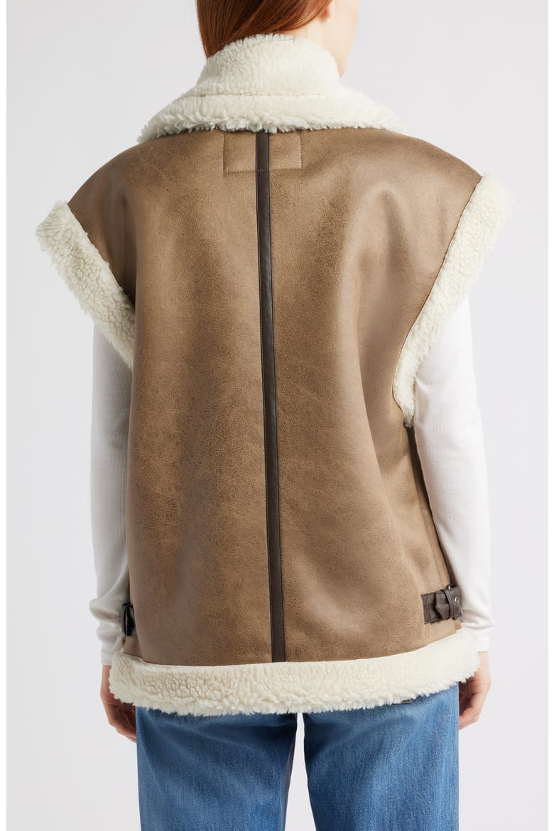 Faux Shearling Vest, Alternate, color, BROWN