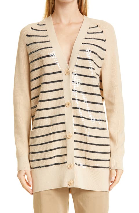 Felly Stripe Sequin Long Cardigan