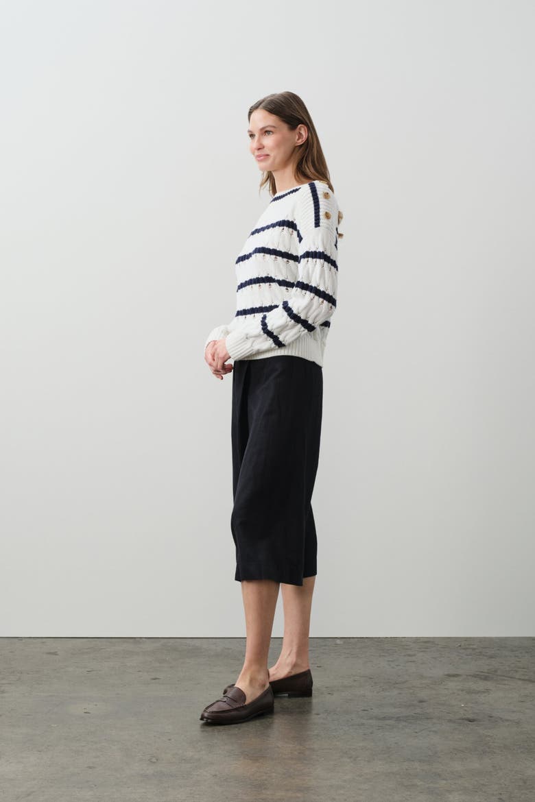 Paula Stripped Boatneck Sweater, Alternate, color, TENNIS WHITE/CLUB BLUE