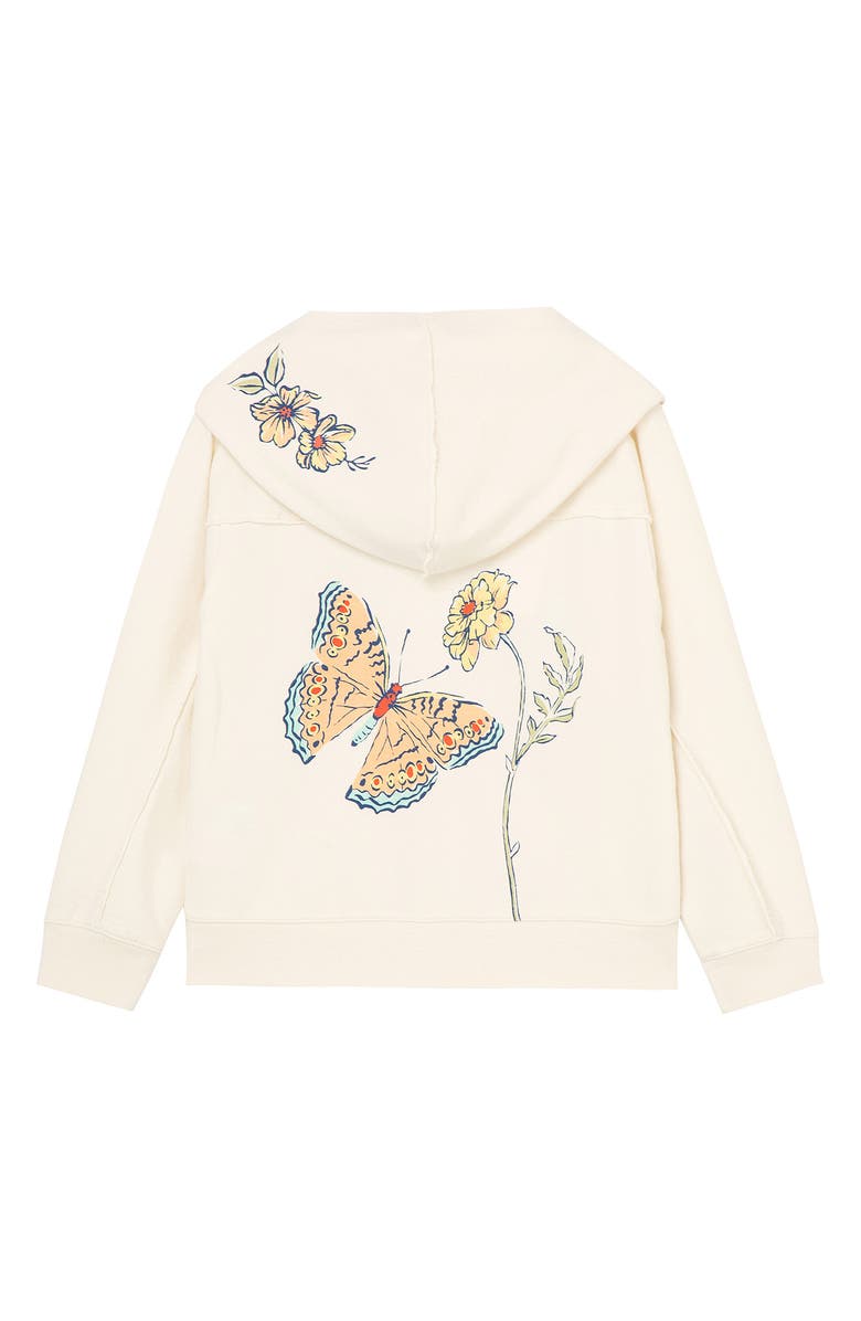 Peek Aren't You Curious Kids' Butterflies & Blooms Cotton Graphic Zip-Up Hoodie, Alternate, color, 
