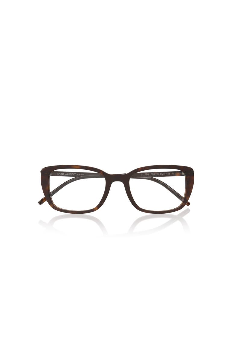Saint Laurent 53mm Rectangle optical glasses, Alternate, color, Tortoise