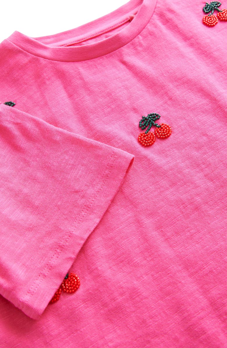 NEXT Kids' Beaded Cherry Cotton T-Shirt, Alternate, color, Red