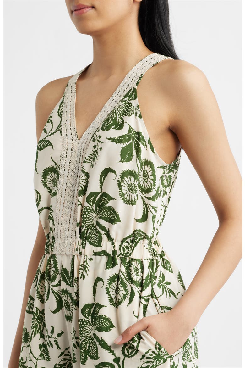 Floral Print Sleeveless Wide Leg Jumpsuit, Alternate, color, RUST MULTI