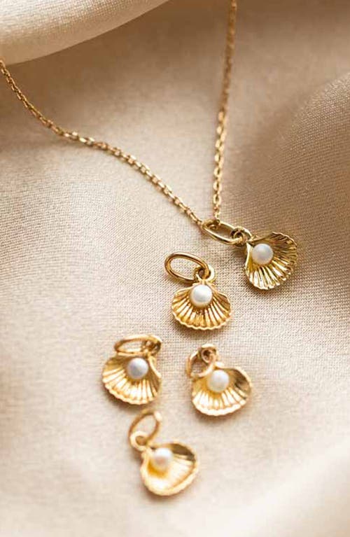 Local Eclectic Solid Gold Freshwater Pearl Shell Charm In Gold