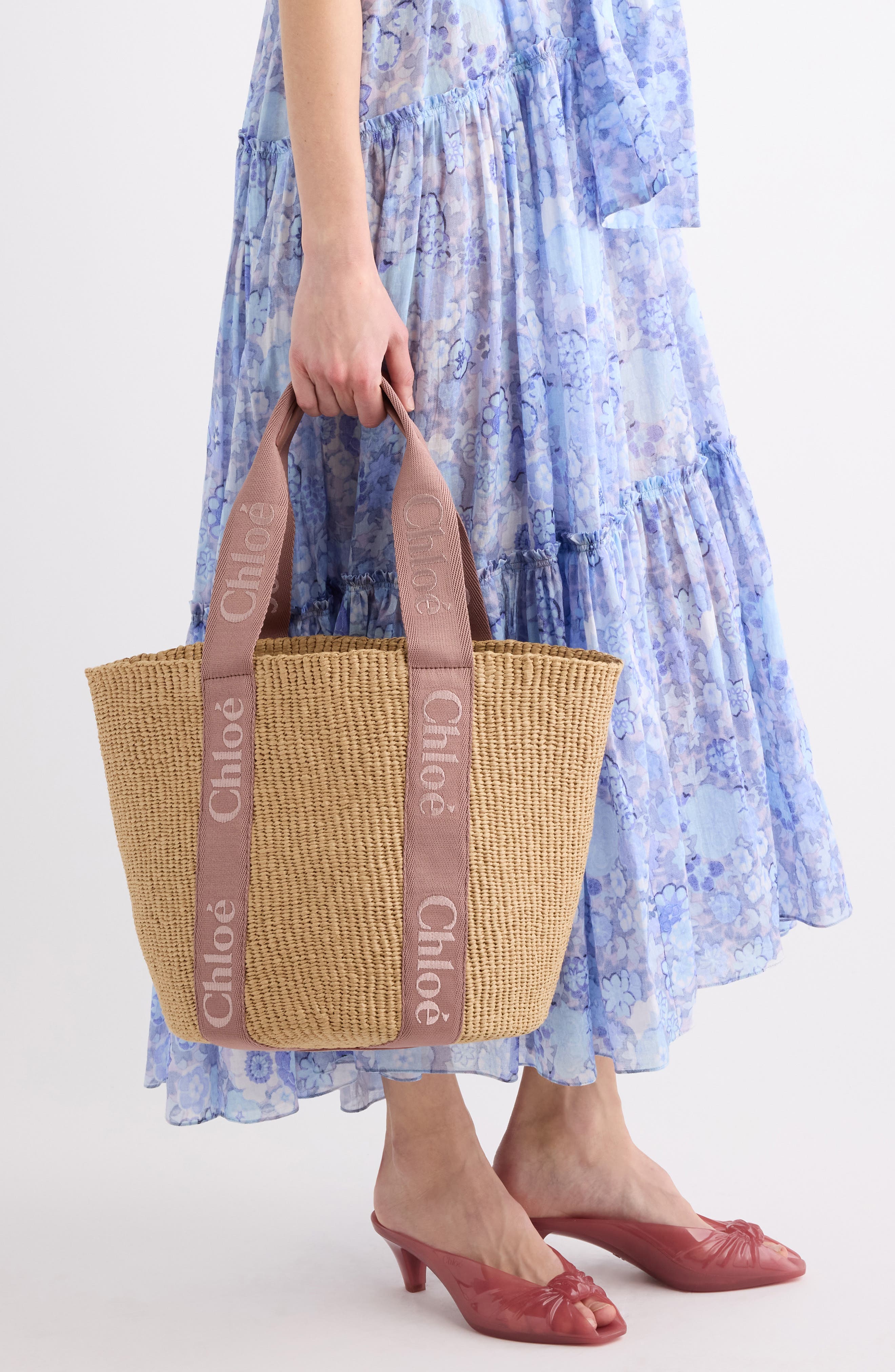 Large Woody Straw Basket Tote, Alternate, color, NOUGAT