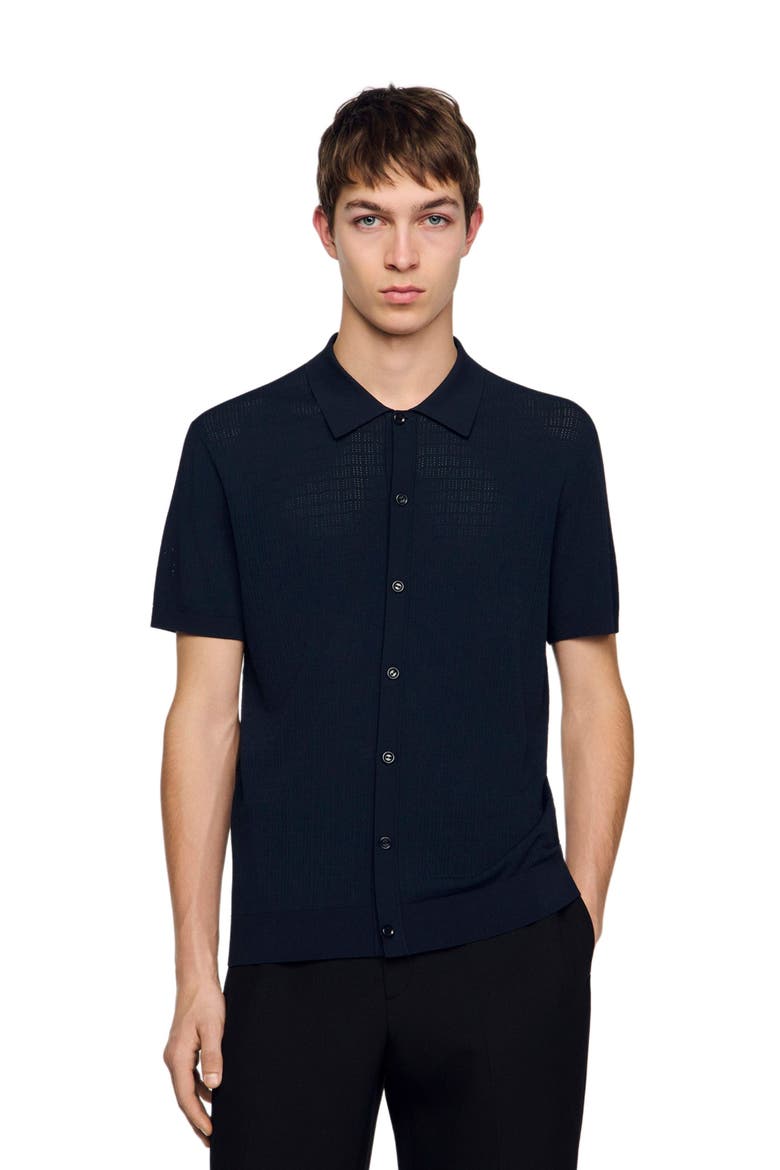 Openwork shirt, Main, color, Navy blue