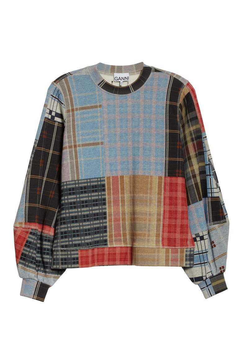 Isoli Patchwork Balloon Sleeve Sweatshirt, Alternate, color, FOREVER BLUE