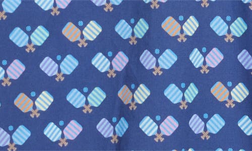 Johnston & Murphy Pickleball Print Short Sleeve Button-up Shirt In Navy Multi