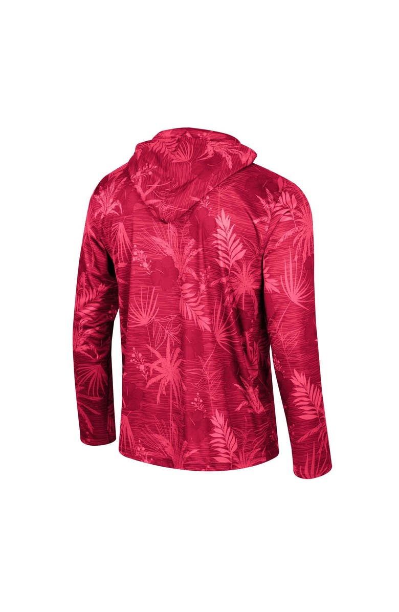 COLOSSEUM Men's Colosseum Crimson Indiana Hoosiers Palms Printed Lightweight Quarter-Zip Hooded Top, Alternate, color, Crimson