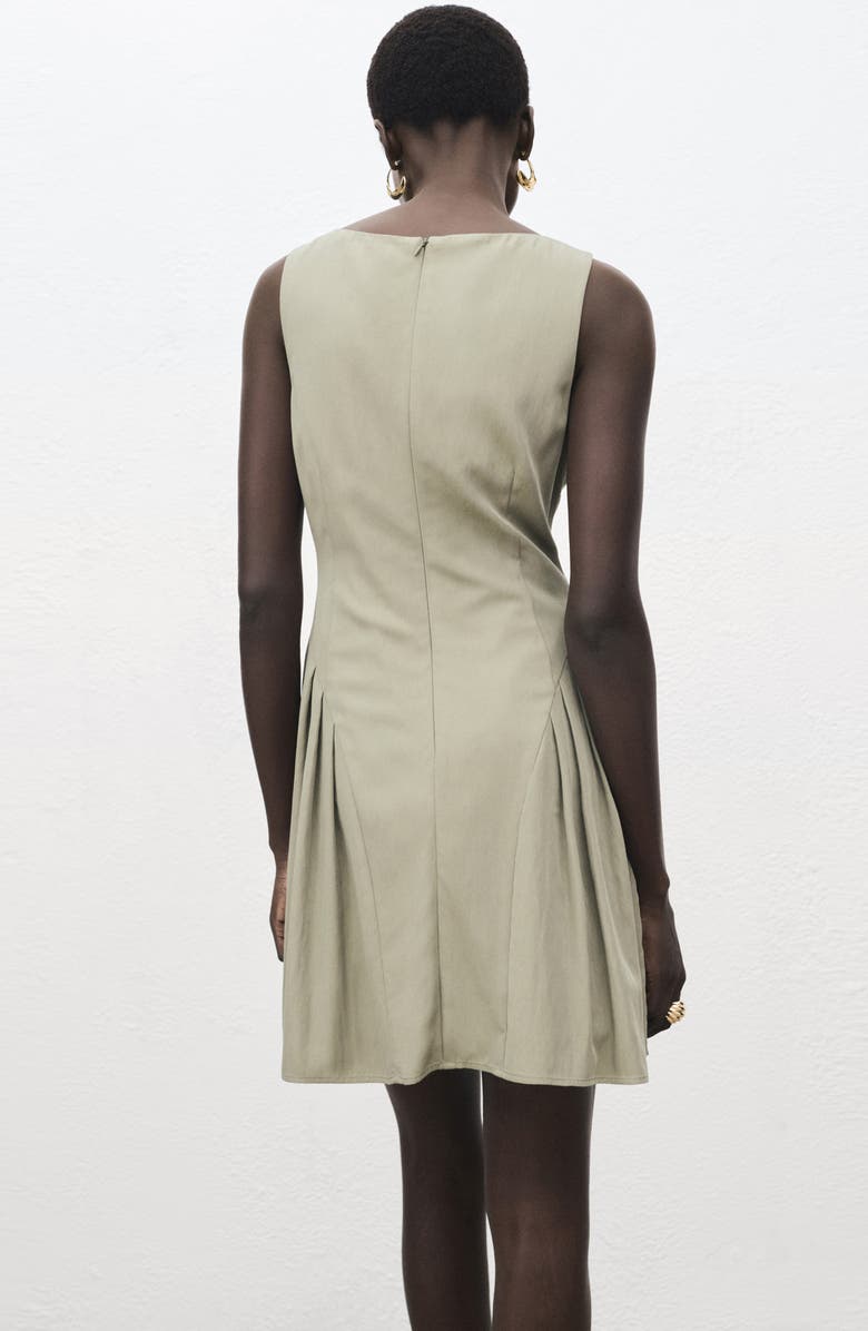 MANGO Pleated Sleeveless Minidress, Alternate, color, Khaki Green