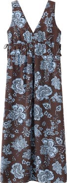 MANGO Shirred Floral Sleeveless Dress