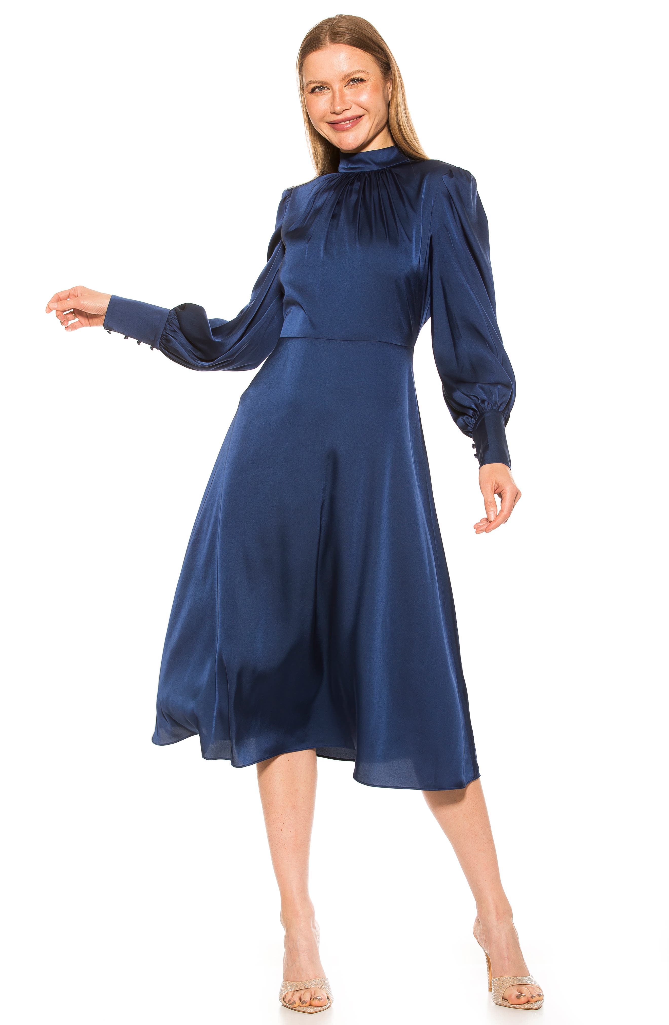 Alexia Admor
 Brooklyn Satin Fit-&-Flare Midi Dress main image 1