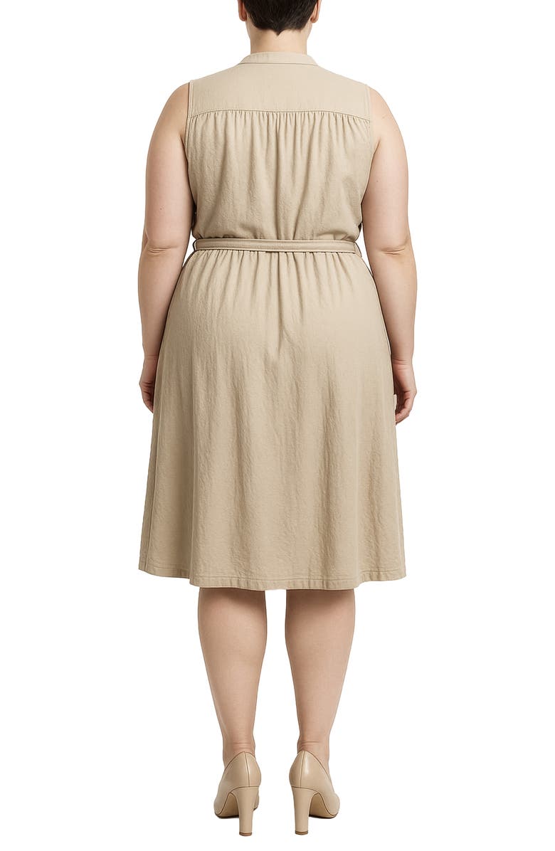 Standards & Practices Belted Sleeveless Cotton Shirtdress, Alternate, color, Beige