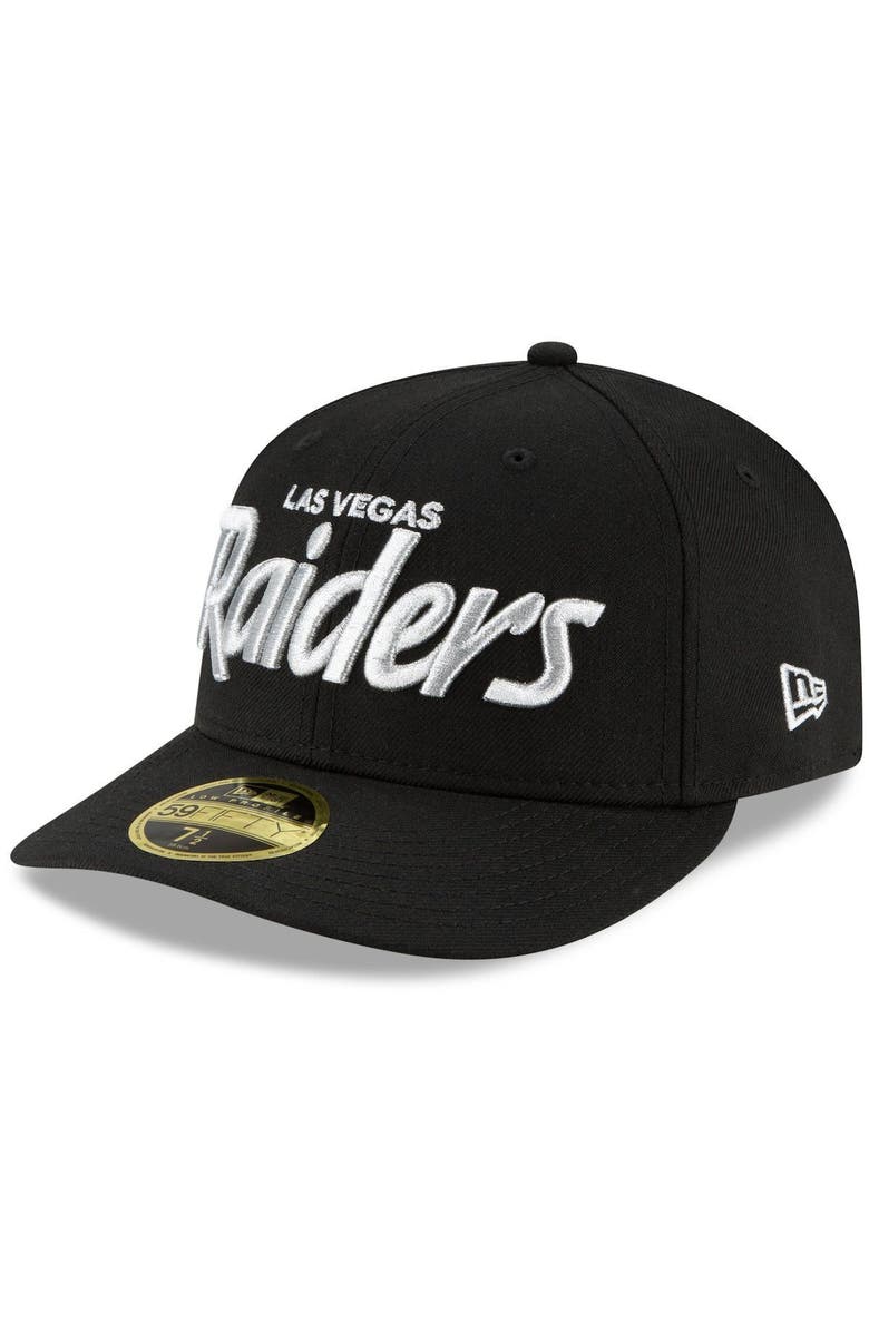 New Era Men's New Era Black Las Vegas Raiders Omaha Script Low Profile 59FIFTY Fitted Hat, Alternate, color, Black