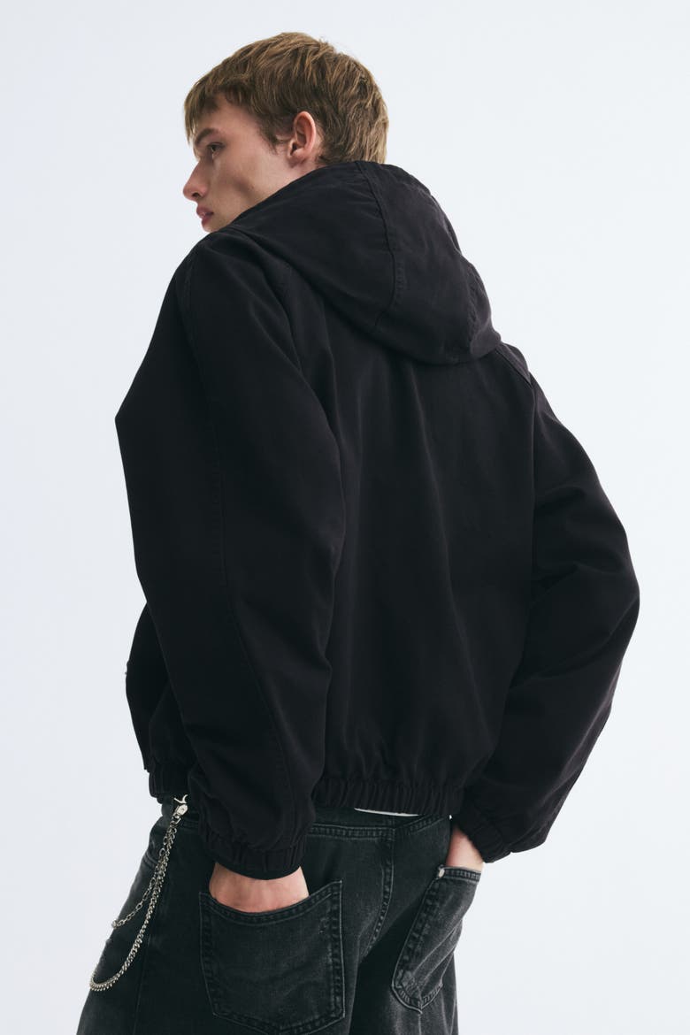 Hooded Cotton Workwear Jacket, Alternate, color, Black