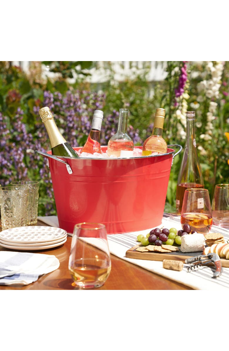 TWINE Big Red Galvanized Metal Beverage Tub, Alternate, color, Red