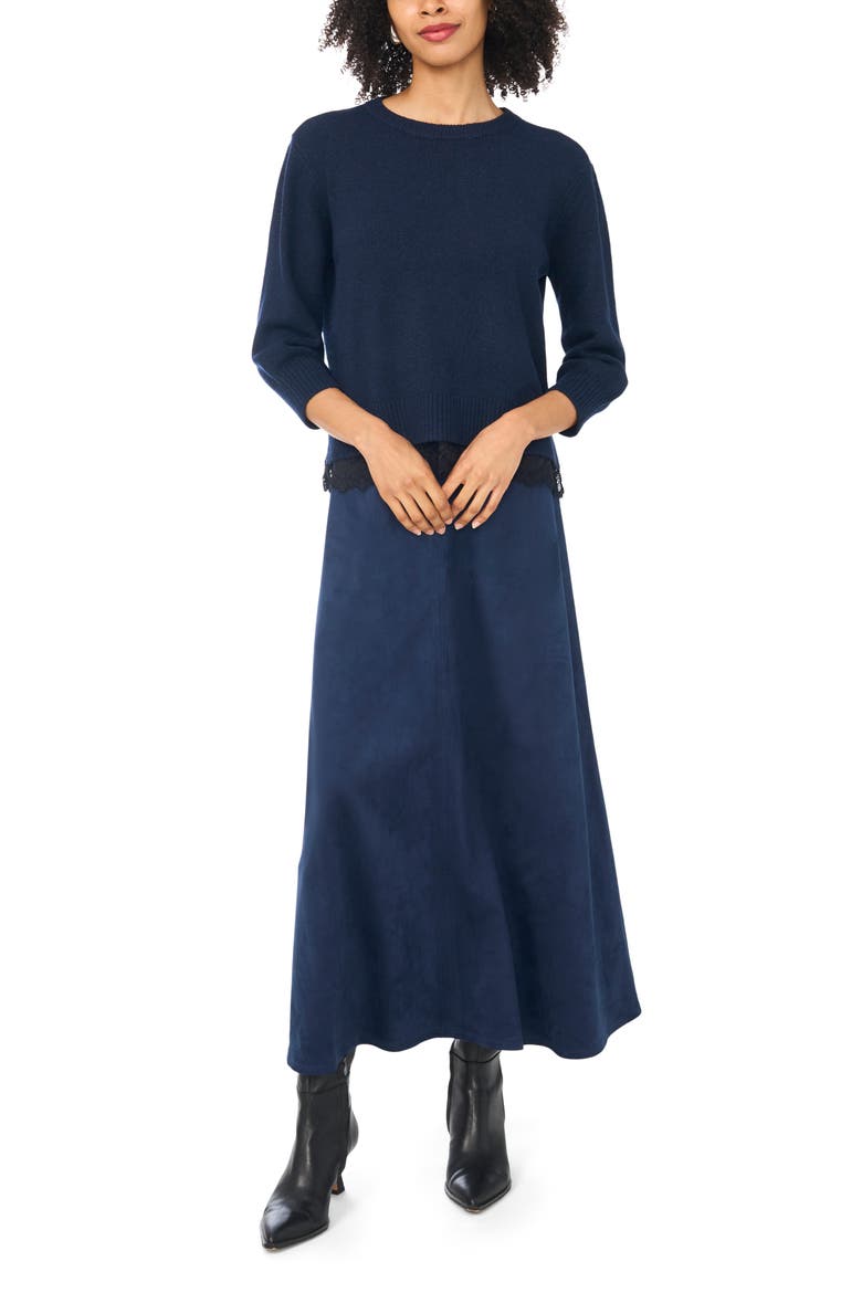 Faux Suede A-Line Skirt, Alternate, color, CLASSIC NAVY
