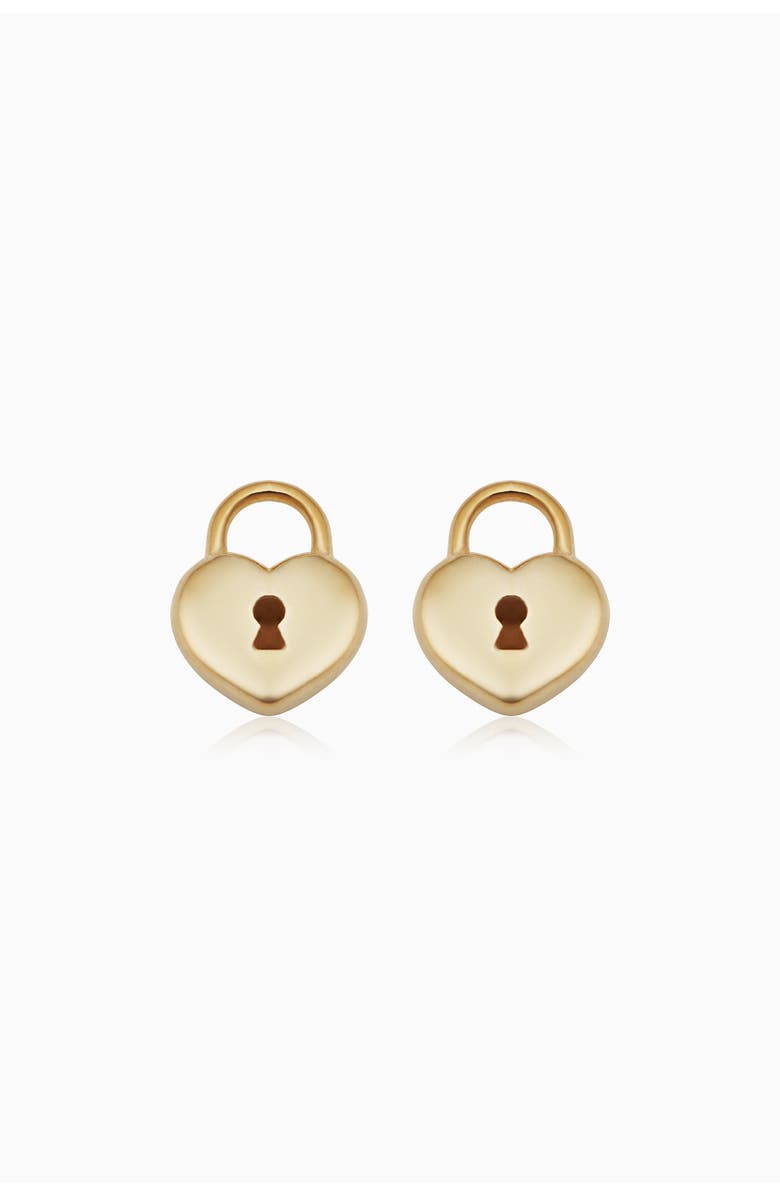 Oradina 14K Yellow Gold Unlock My Heart Studs, Main, color, Yellow Gold