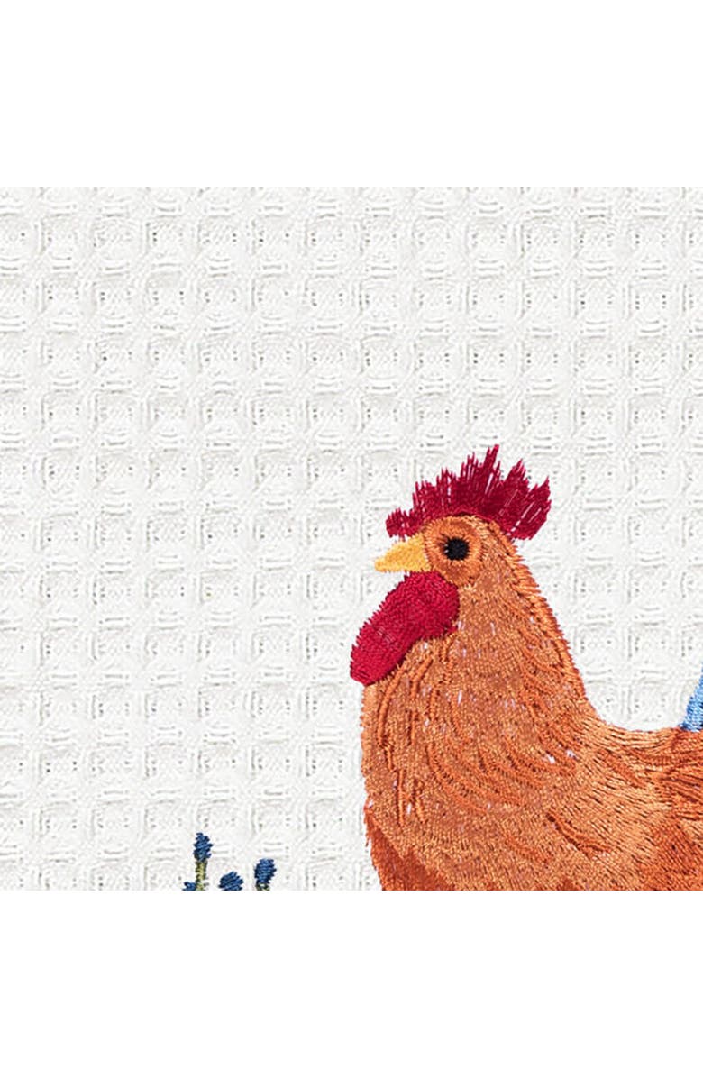 C&F Home Rooster Sunflower Kitchen and Bathroom Embroidered Waffle Hand Towel, Alternate, color, Orange