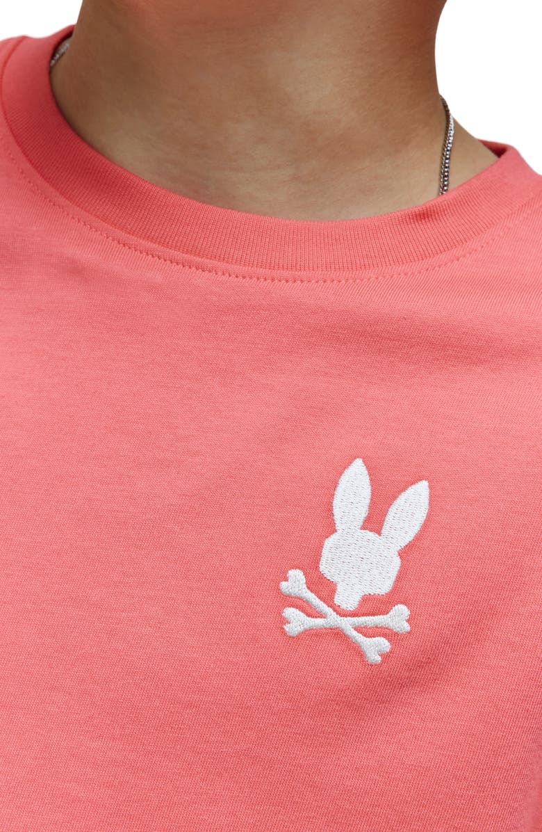 Psycho Bunny Kids' Aiden Pima Cotton Back Graphic T-Shirt, Alternate, color, Sunkissed Coral
