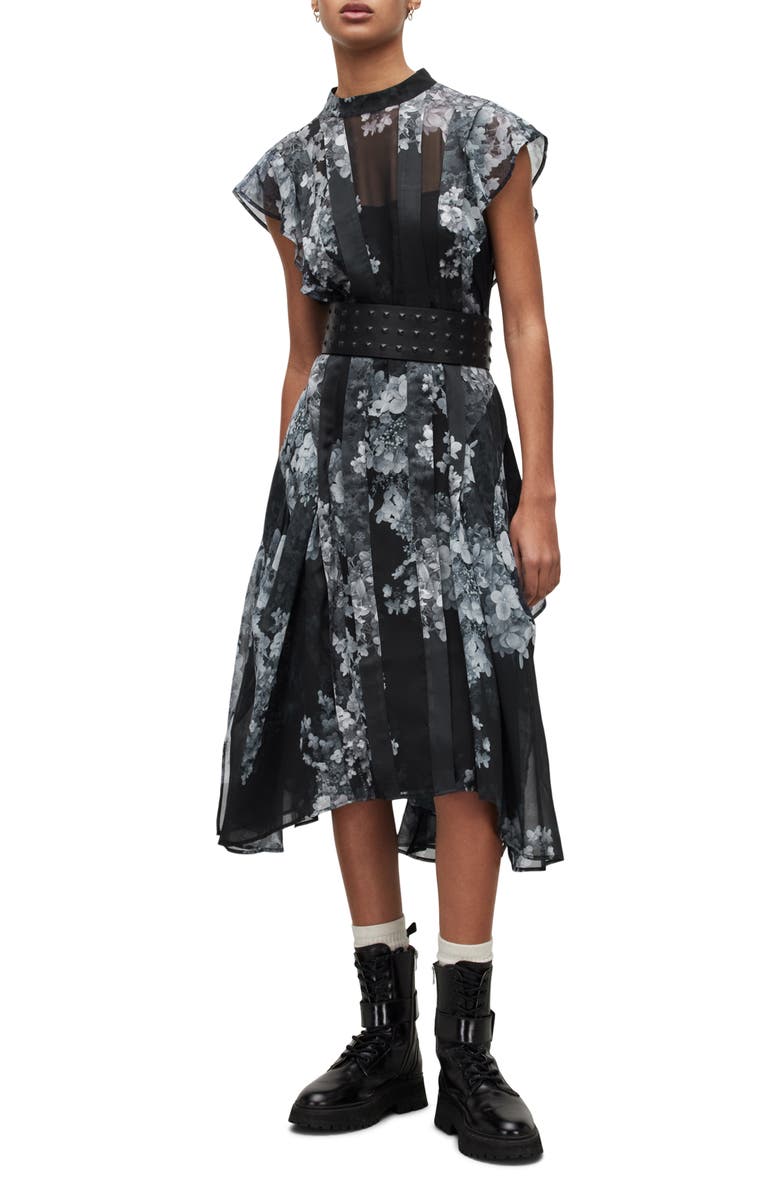 AllSaints Freya Venetia Floral Midi Dress, Alternate, color,
