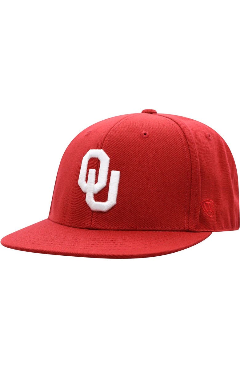 TOP OF THE WORLD Men's Top of the World Crimson Oklahoma Sooners Team Color Fitted Hat, Main, color, Crimson