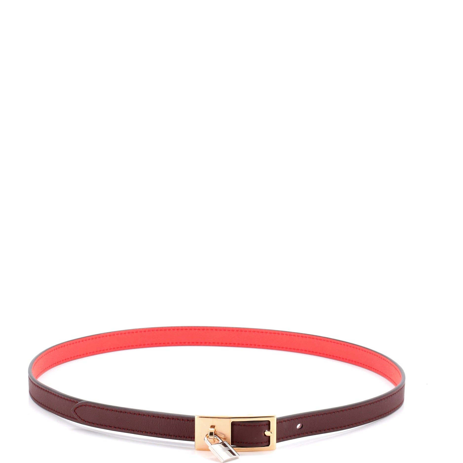Pre-Owned Hermes Lucky 15 Reversible Belt Leather Thin, Alternate, color, Red