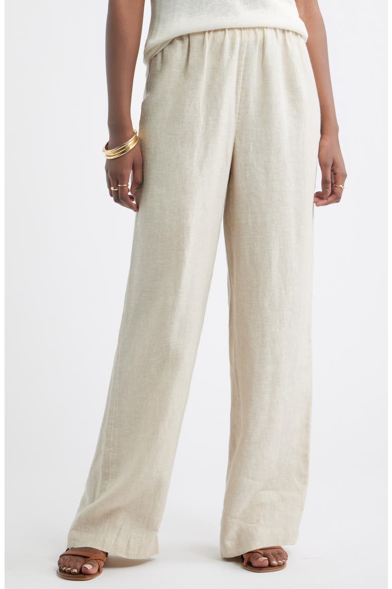 Wide Leg Linen Pants, Main, color, FLAX
