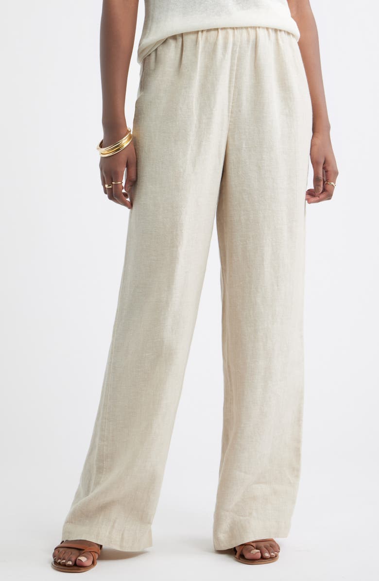 Caslon<sup>®</sup> Wide Leg Linen Pants, Main, color, Flax
