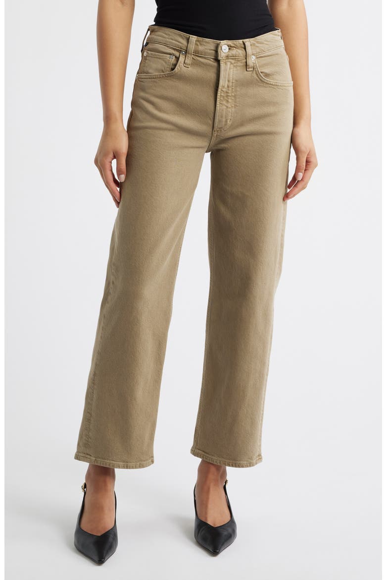 Palma High Waist Ankle Straight Leg Jeans, Main, color, BEZAL OLIVE GREEN
