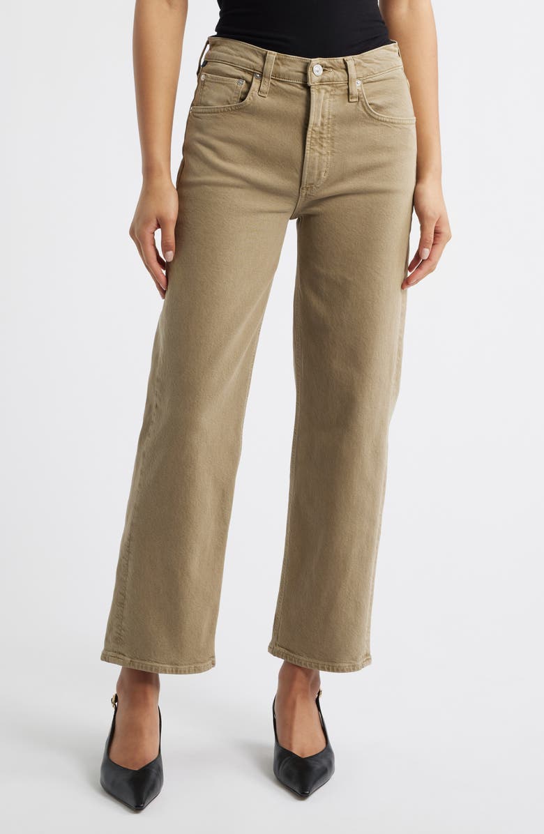 Citizens of Humanity Palma High Waist Ankle Straight Leg Jeans, Main, color, Bezal Olive Green