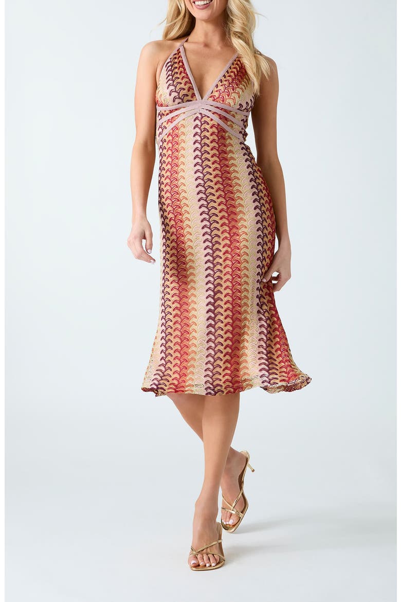 Fearne Metallic Halter Midi Dress, Main, color, DREAM PINK MULTI