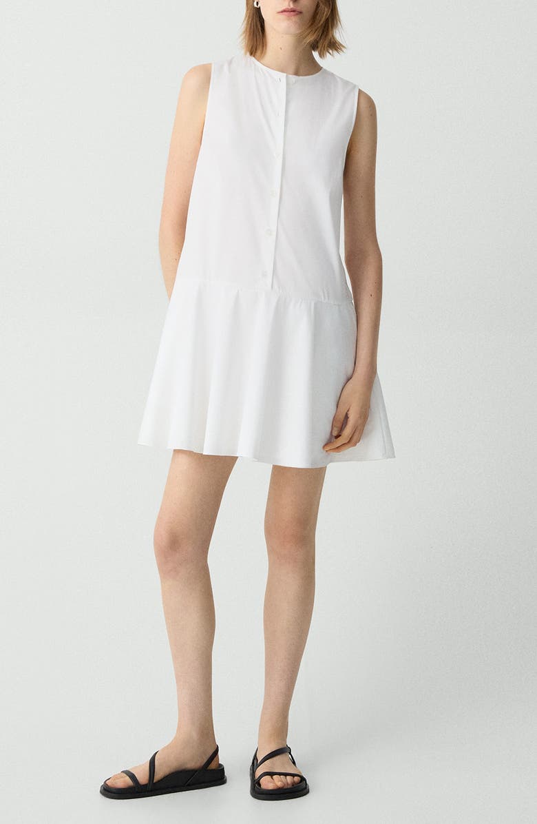 Theory Sleeveless Drop Waist Minidress, Main, color, White