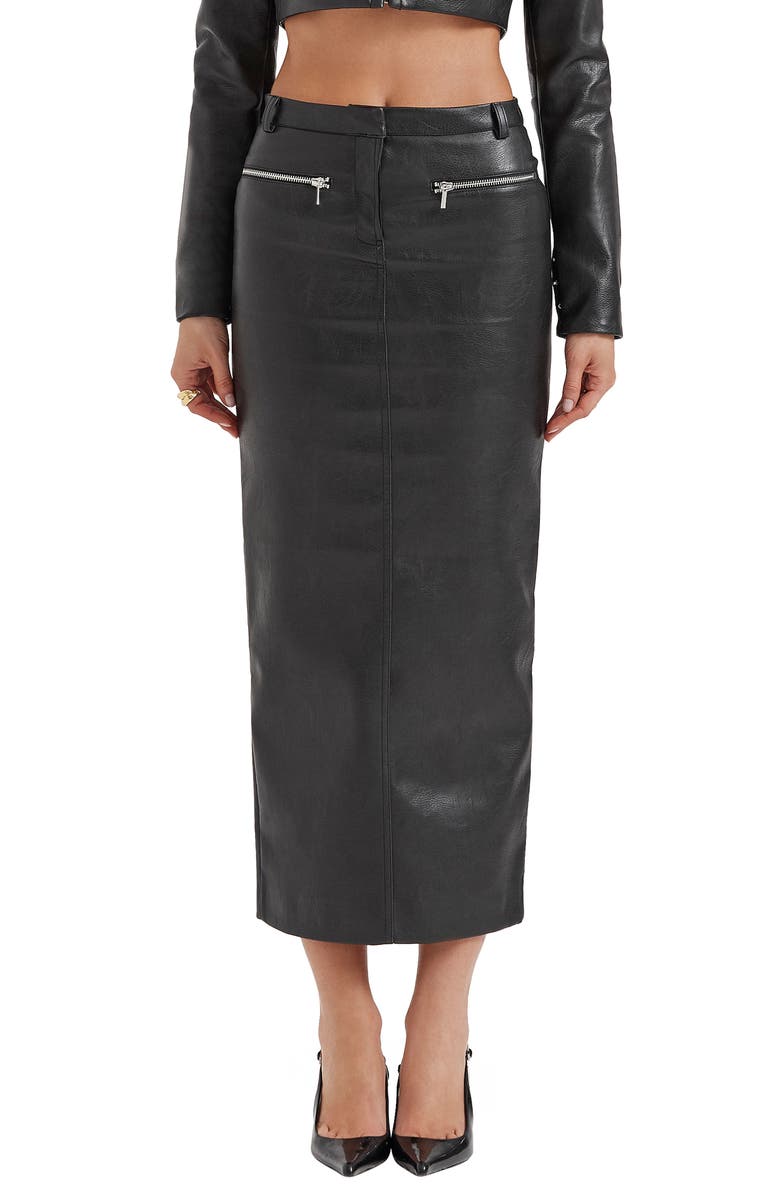 HOUSE OF CB Tana Faux Leather Maxi Skirt, Main, color, 