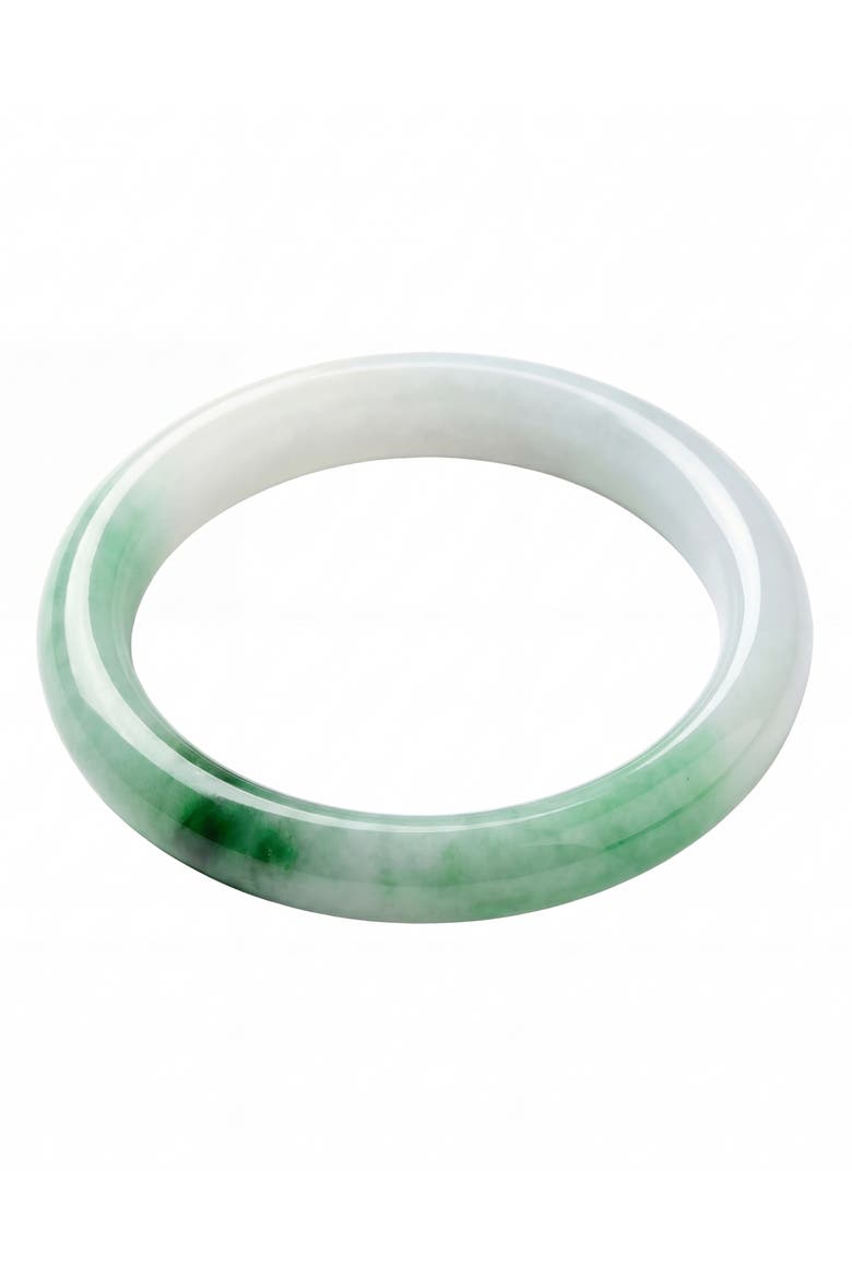 Koi Mottled Round Jade Stone Bangle, Main, color, Light Green