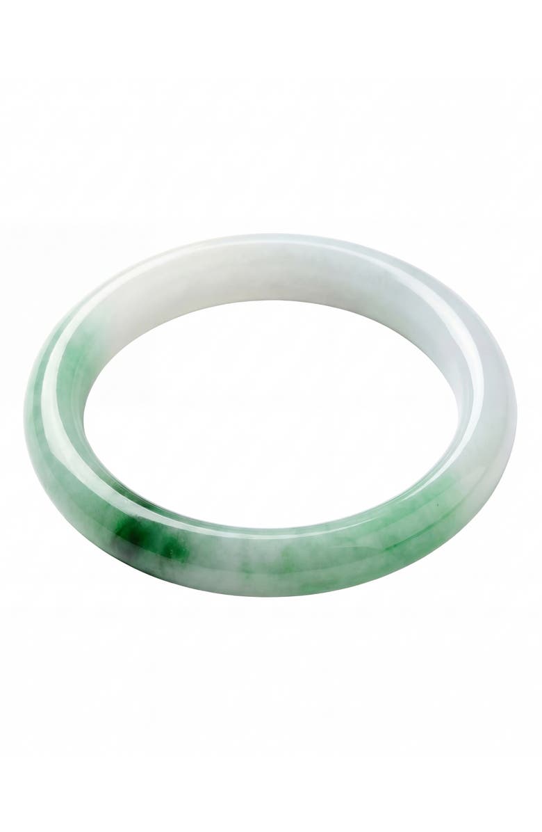 seree Koi Mottled Round Jade Stone Bangle, Main, color, Light Green